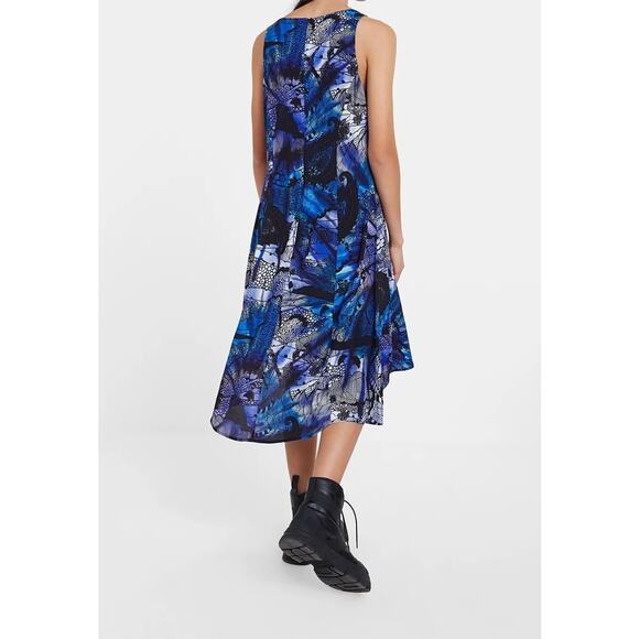 Desigual Women's Dress Sleeveless Swing Abstract Artsy L Purple Blue Deco Punk - Picture 2 of 8